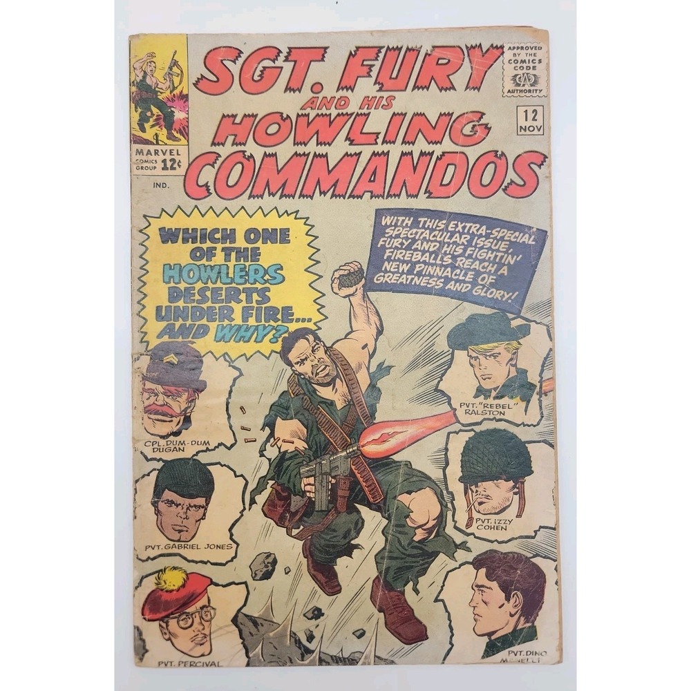 Sgt. Fury & Howling Commandos #12 1964 Marvel Dick Ayers Cover Art NICE Pics!
